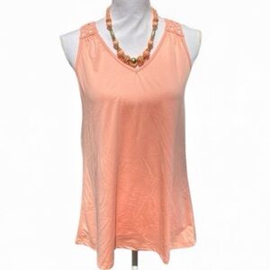 RIP CURL MANDELA Crocheted Starburst Tank Top in Burnt Coral Peach Size Small